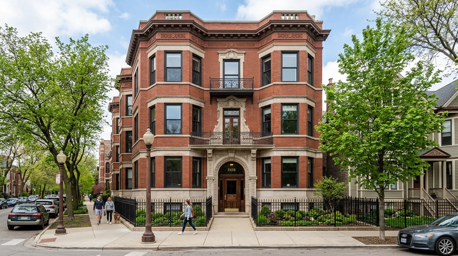 Contemporary apartment building in an urban neighborhood